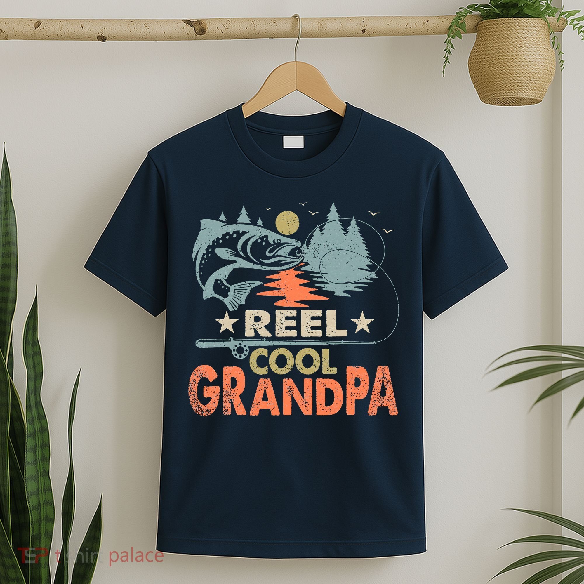 Reel Cool Grandpa Fishing Lover Vintage Father's Day T-Shirt