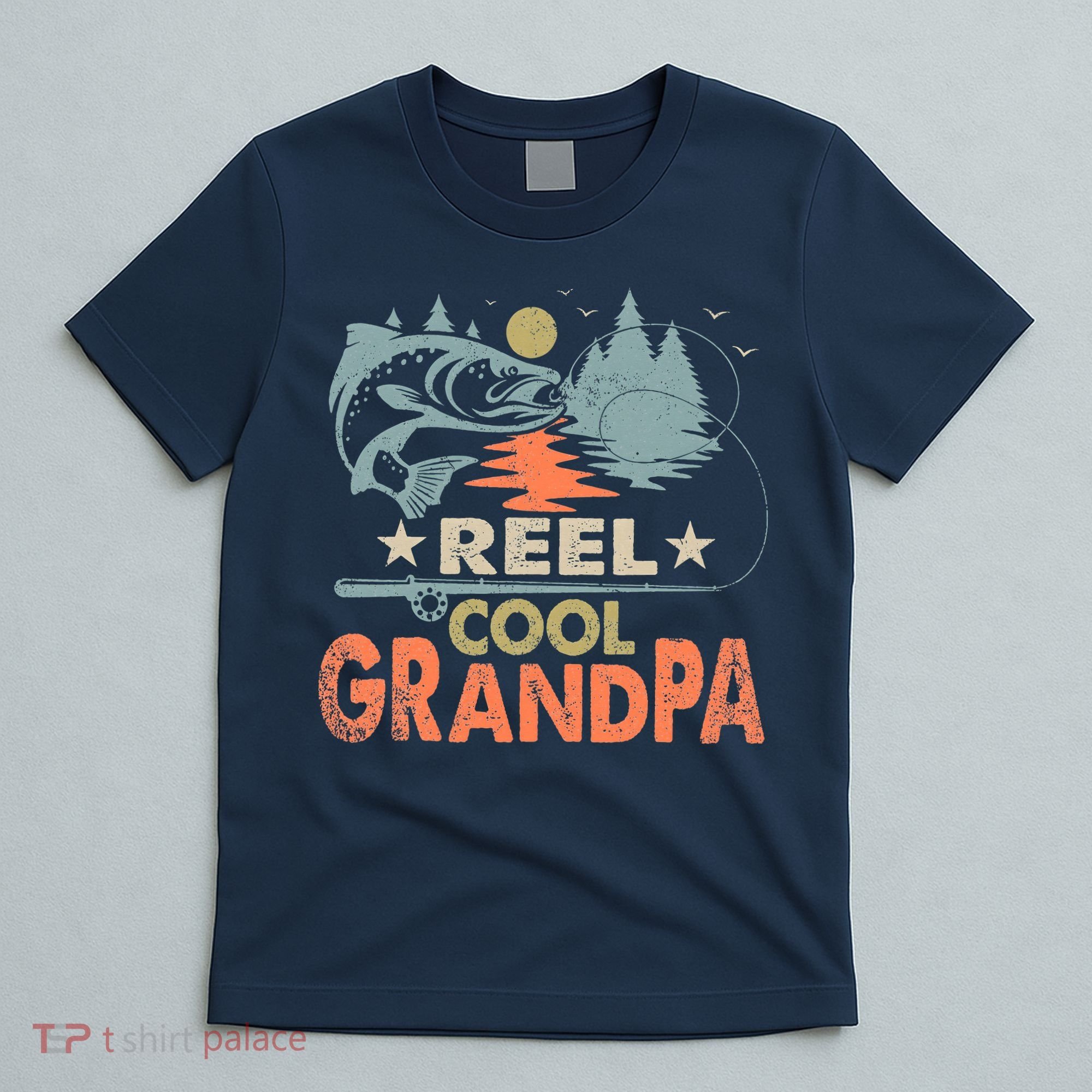 Reel Cool Grandpa Fishing Lover Vintage Father's Day T-Shirt