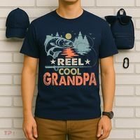 Reel Cool Grandpa Fishing Lover Vintage Father's Day T-Shirt thumb 6