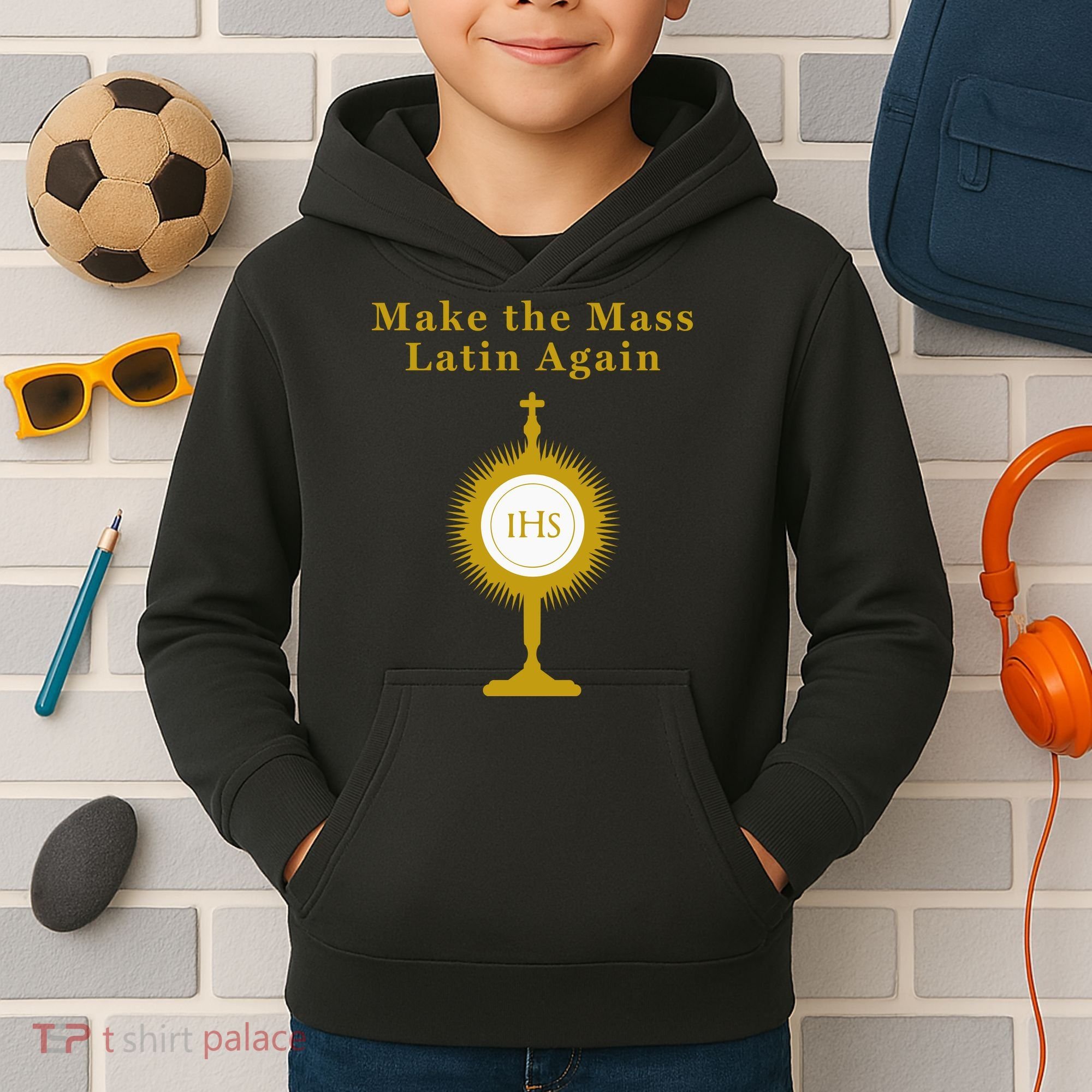 Roman Catholic Gift Make The Mass Latin Again Kids Hoodie