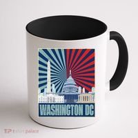 Retro Capitol Hill Washington DC American Flag Coffee Mug thumb 1