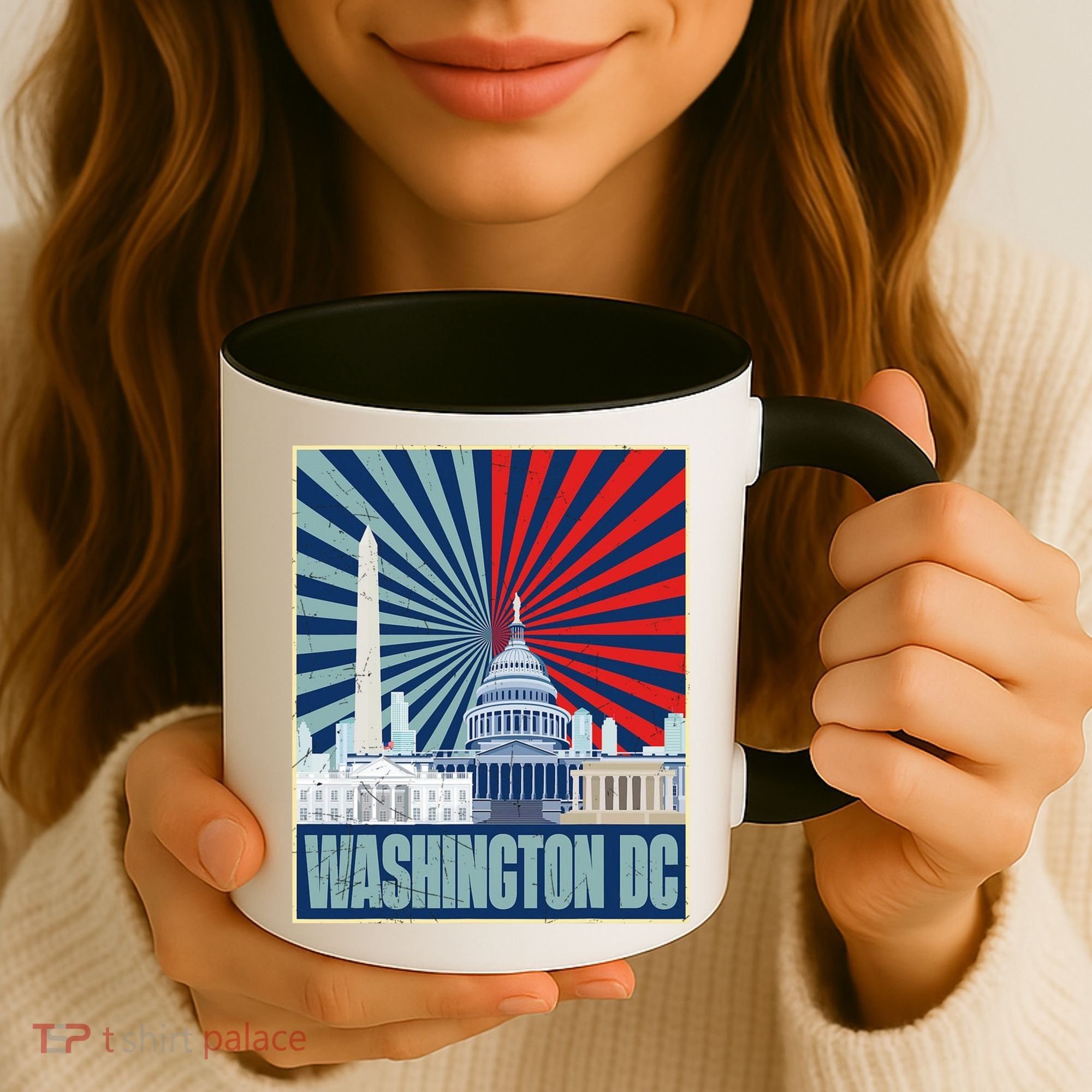 Retro Capitol Hill Washington DC American Flag Coffee Mug