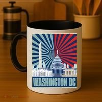Retro Capitol Hill Washington DC American Flag Coffee Mug thumb 4