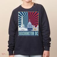 Retro Capitol Hill Washington DC American Flag Women's Sweatshirt thumb 0