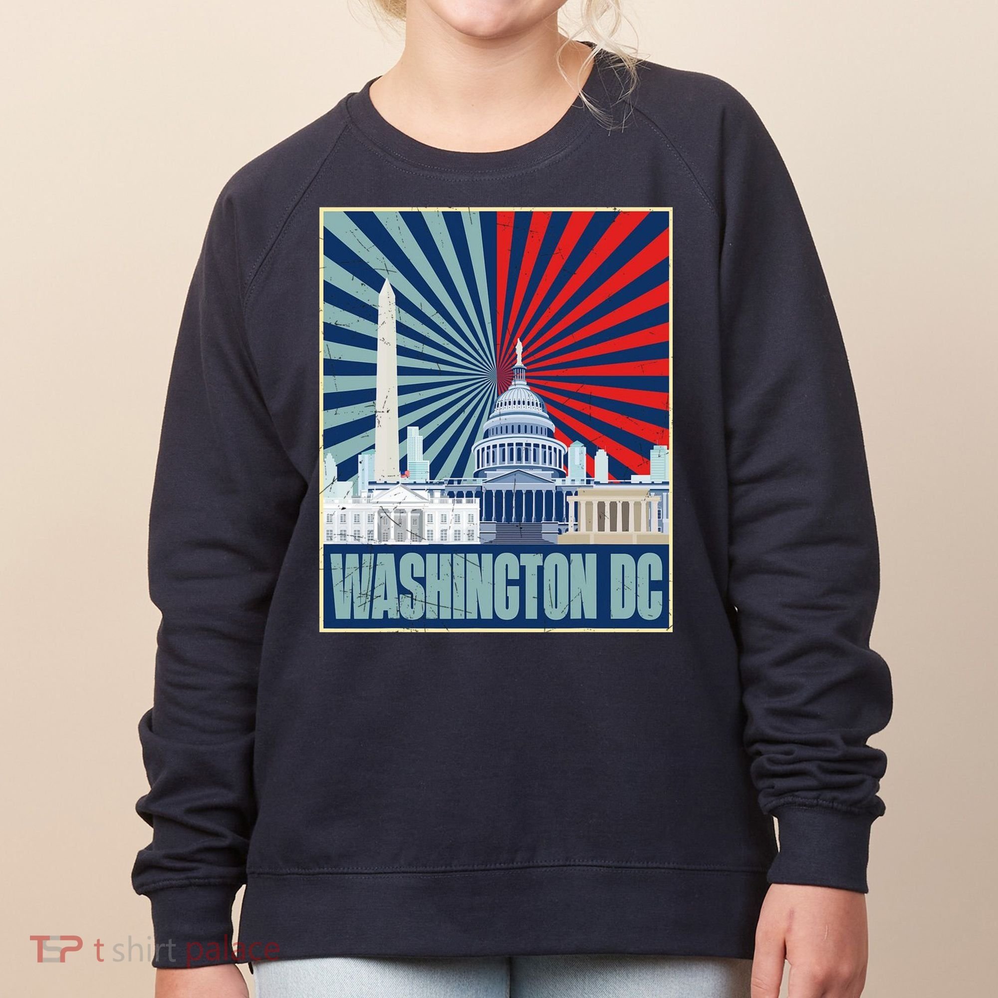 Retro Capitol Hill Washington DC American Flag Women's Sweatshirt