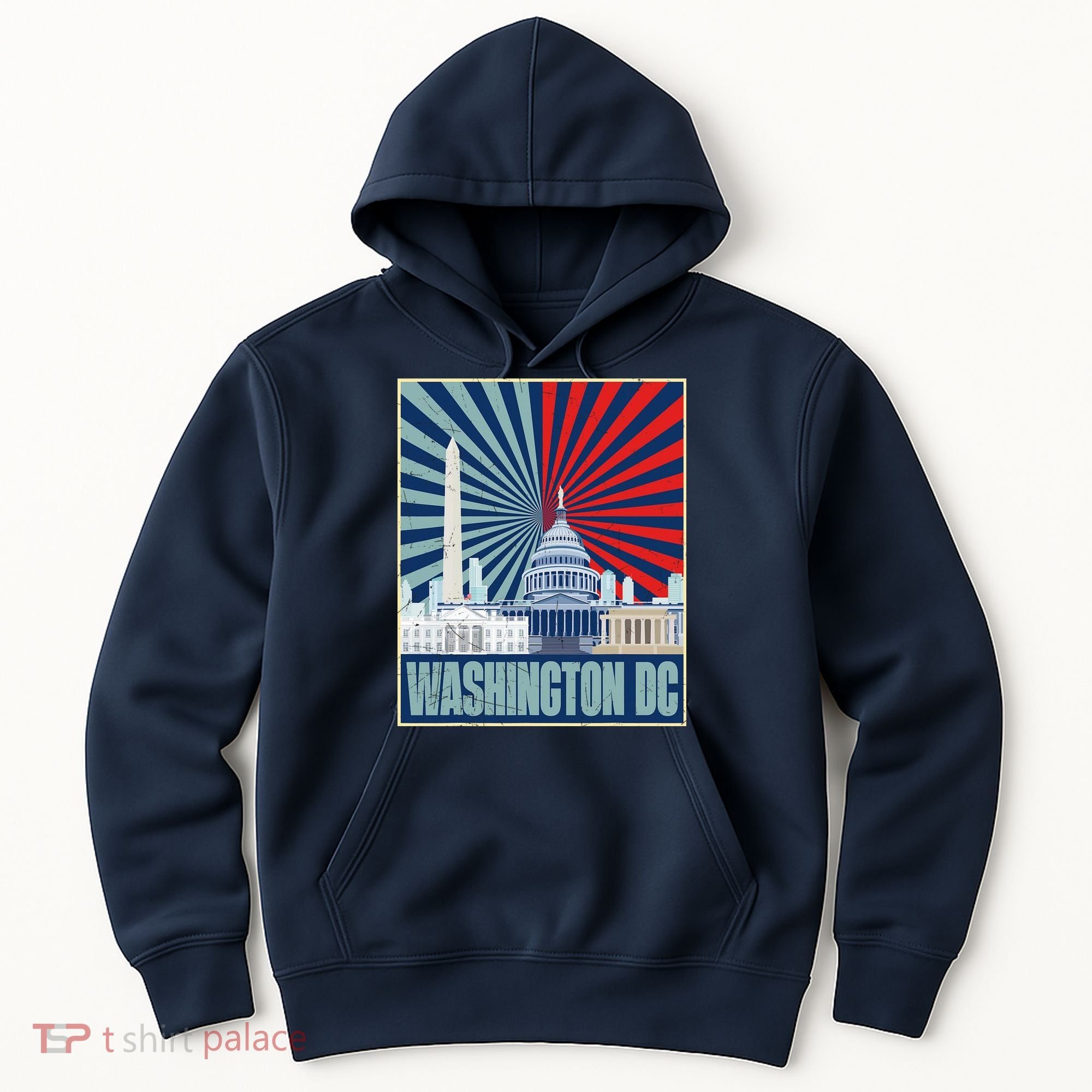 Retro Capitol Hill Washington DC American Flag Hoodie