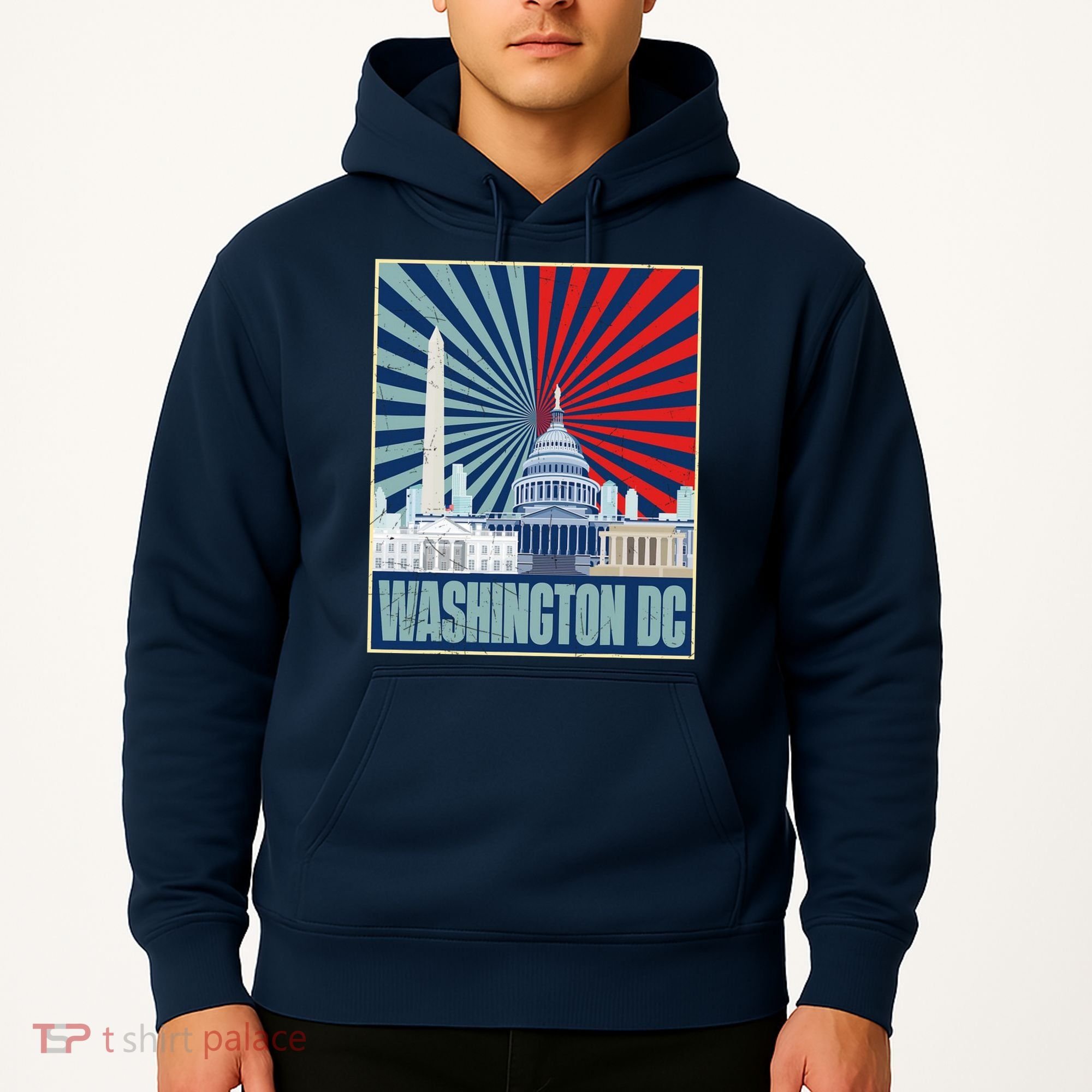 Retro Capitol Hill Washington DC American Flag Hoodie