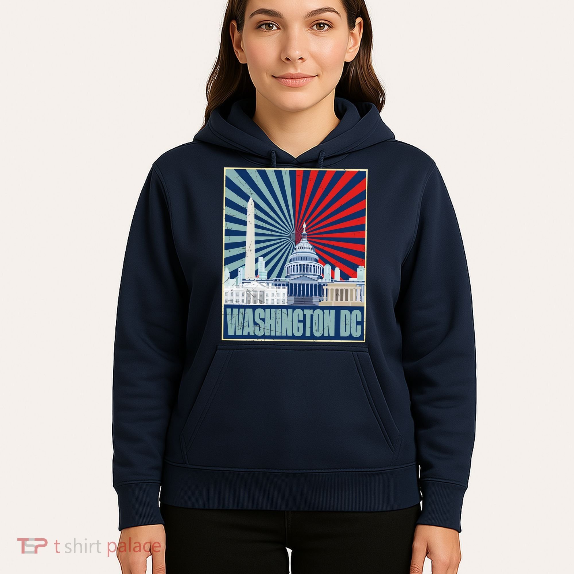 Retro Capitol Hill Washington DC American Flag Hoodie