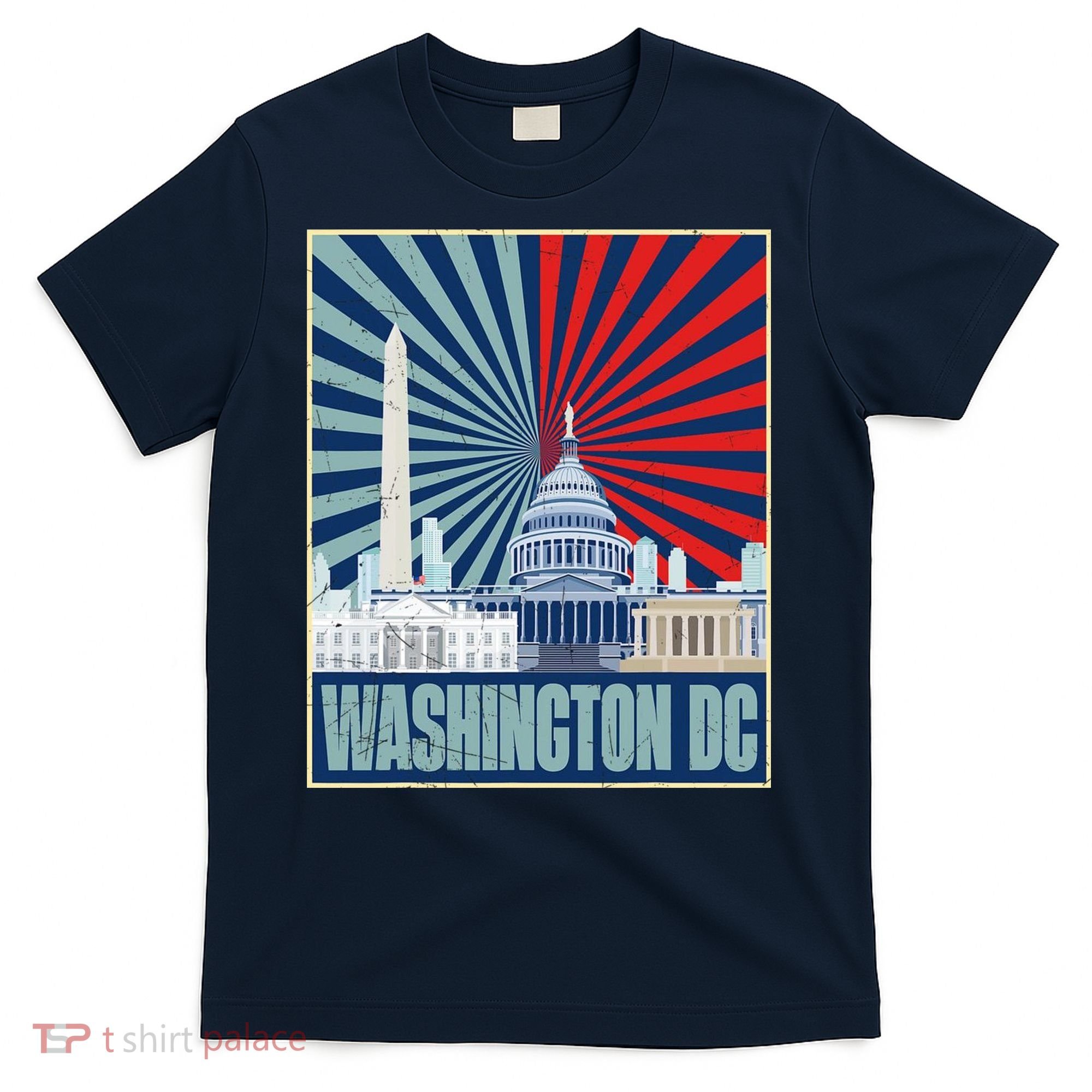 Retro Capitol Hill Washington DC American Flag T-Shirt