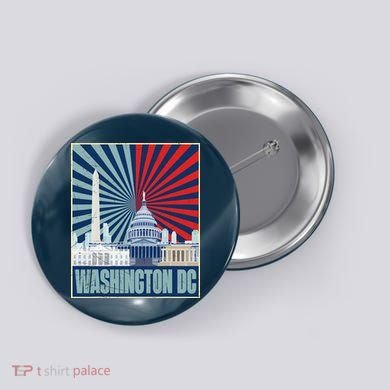 Retro Capitol Hill Washington DC American Flag Button