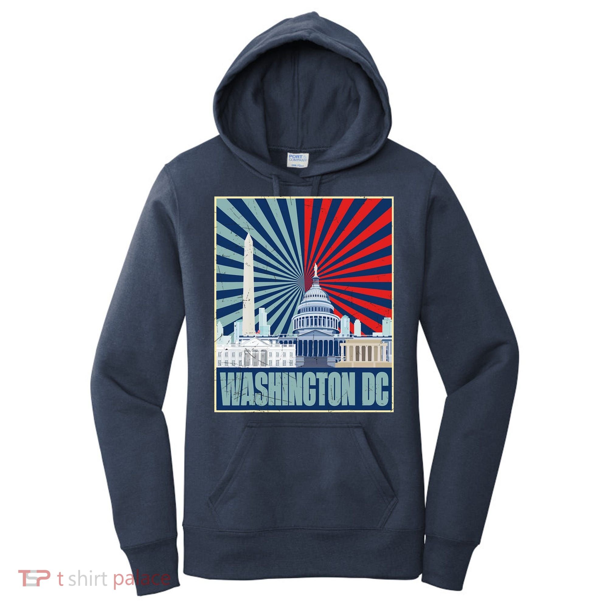 Retro Capitol Hill Washington DC American Flag Women's Hoodie