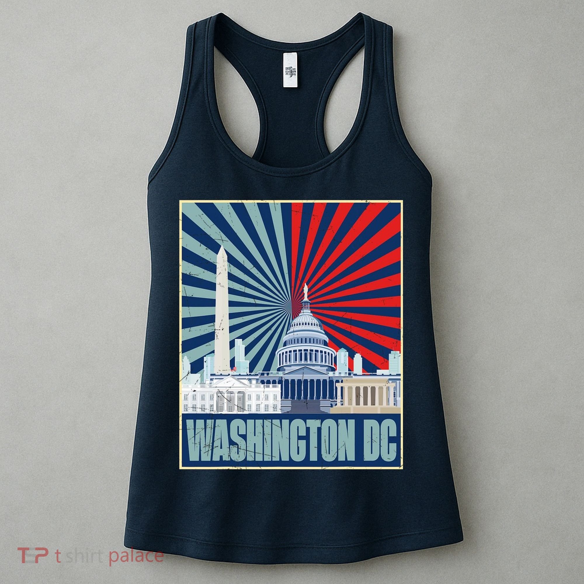 Retro Capitol Hill Washington DC American Flag Women's Tank Top