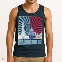 Retro Capitol Hill Washington DC American Flag Tank Top thumb 3