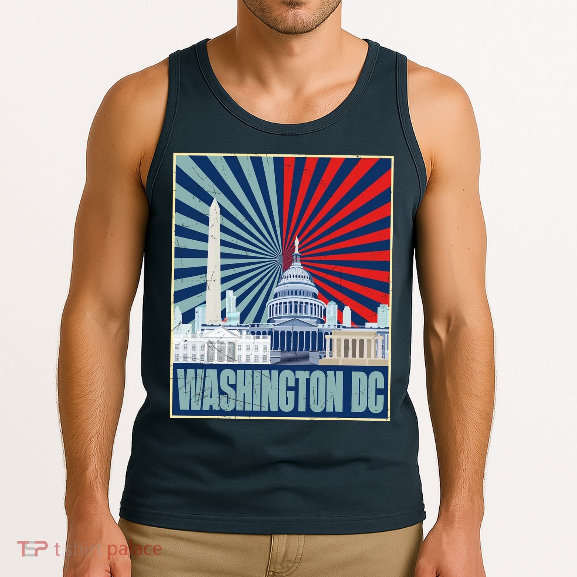 Retro Capitol Hill Washington DC American Flag Tank Top