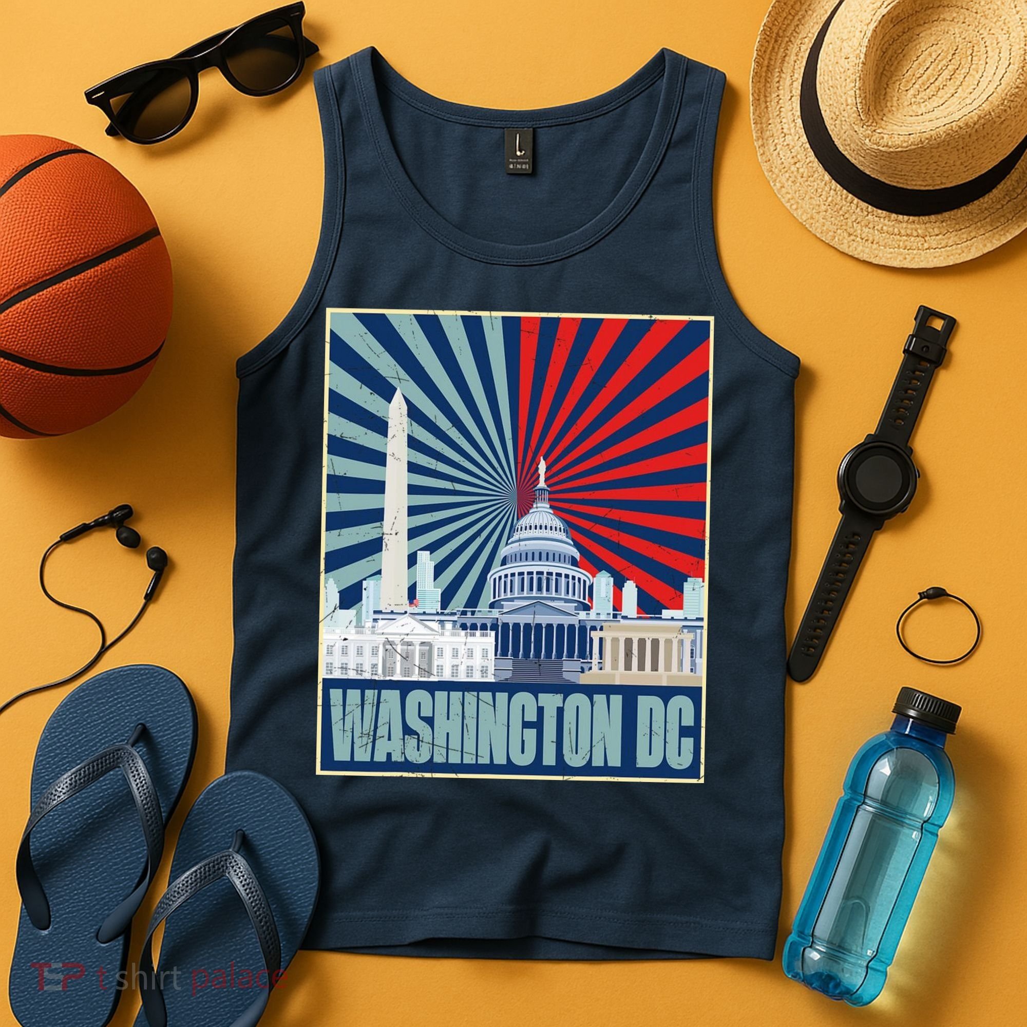 Retro Capitol Hill Washington DC American Flag Tank Top