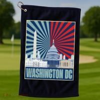 Retro Capitol Hill Washington DC American Flag Golf Towel thumb 1