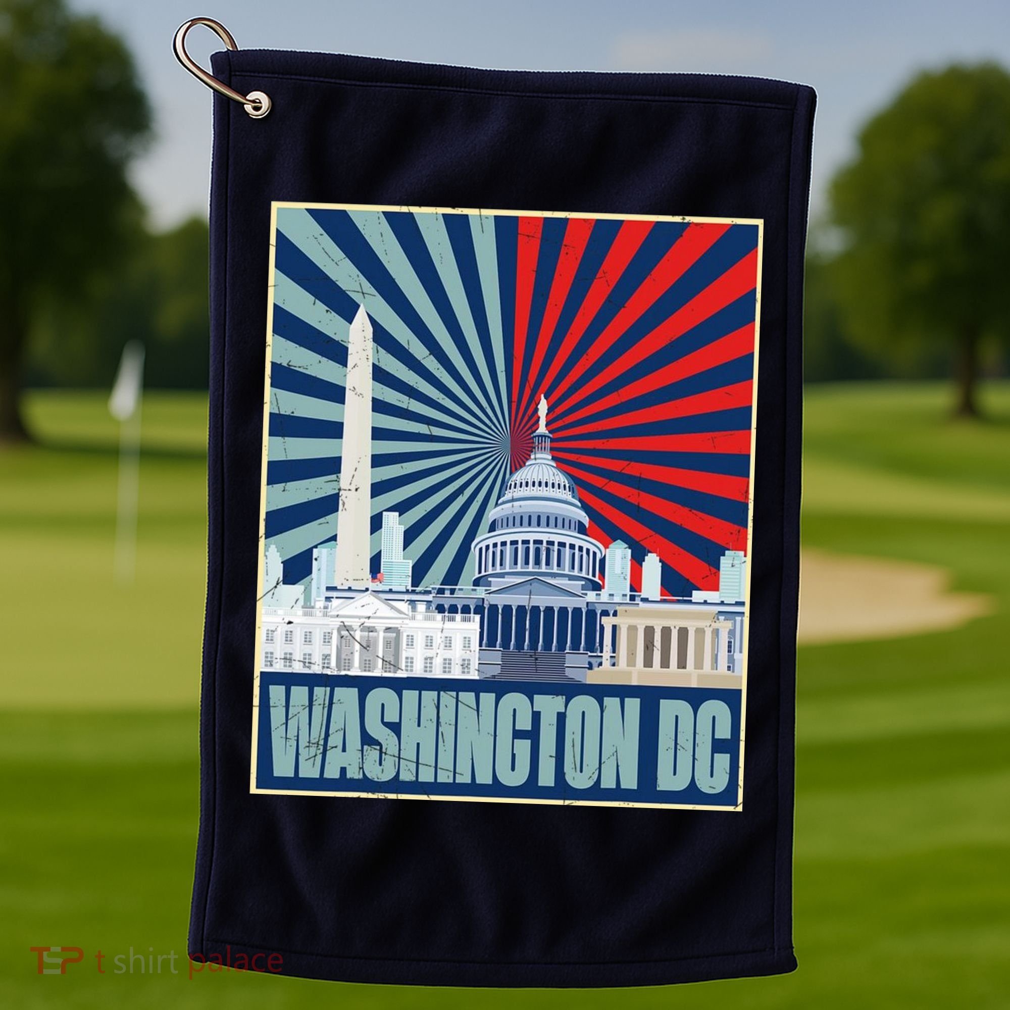 Retro Capitol Hill Washington DC American Flag Golf Towel