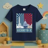 Retro Capitol Hill Washington DC American Flag Toddler T-Shirt thumb 3