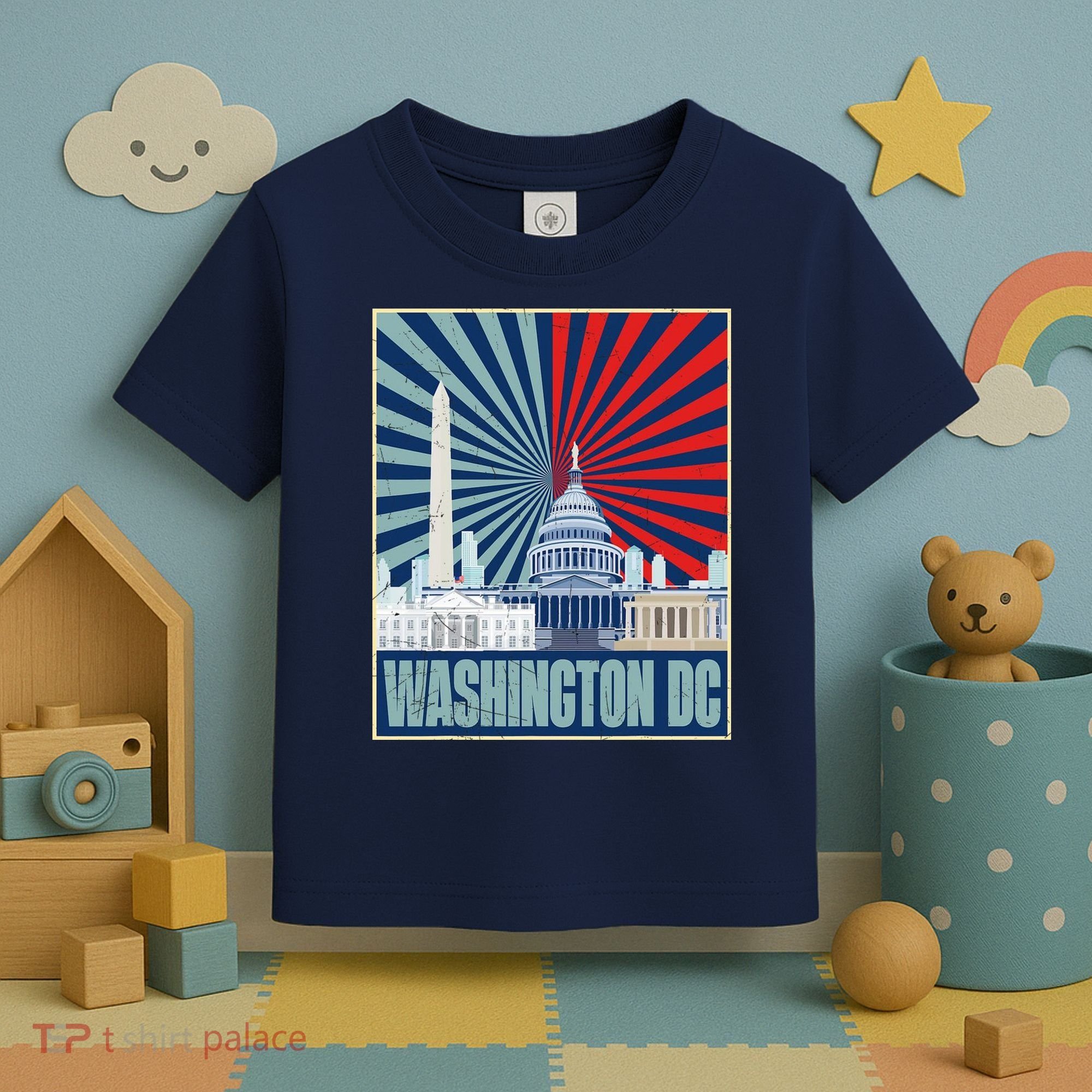 Retro Capitol Hill Washington DC American Flag Toddler T-Shirt