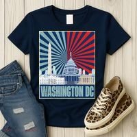Retro Capitol Hill Washington DC American Flag Women's T-Shirt thumb 3