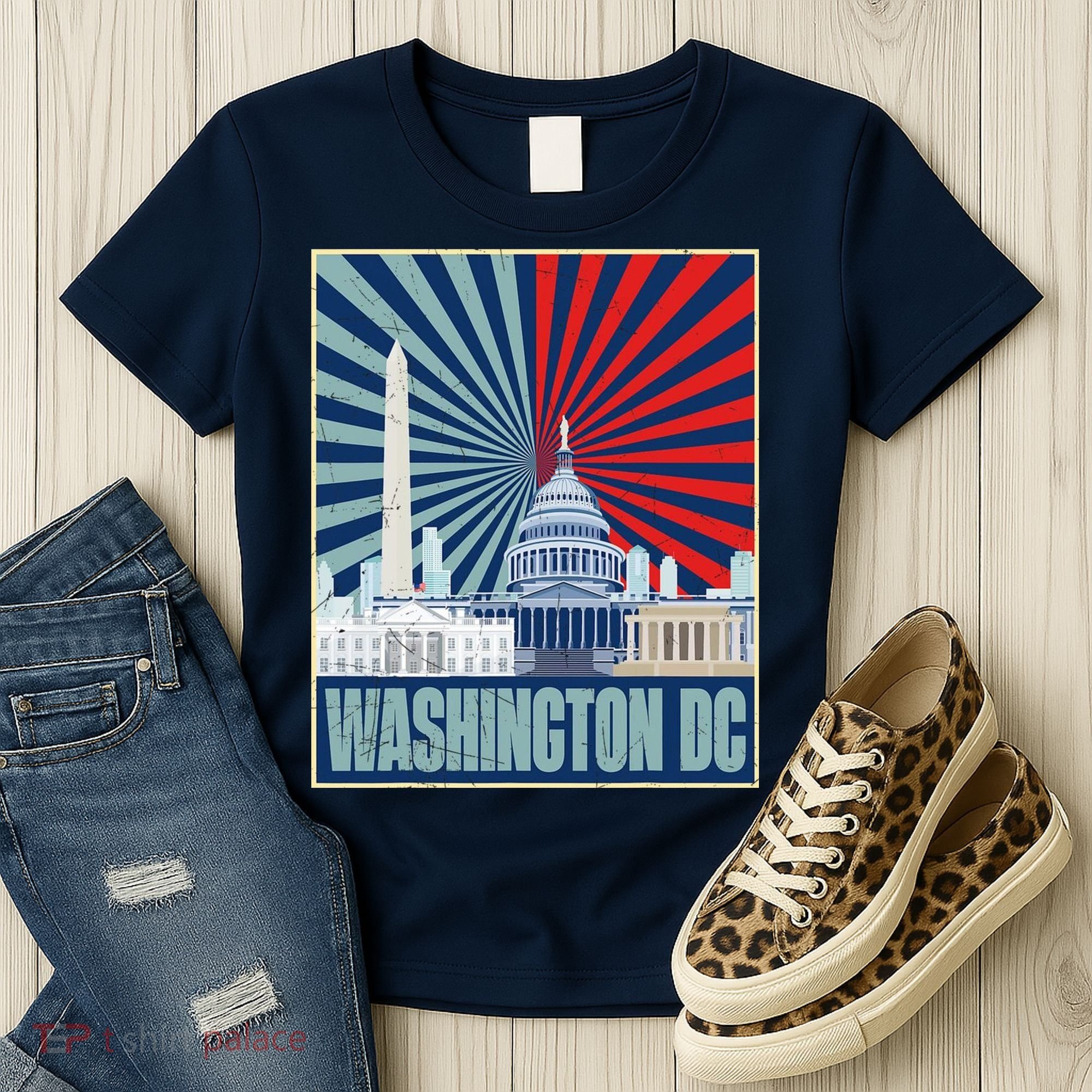 Retro Capitol Hill Washington DC American Flag Women's T-Shirt