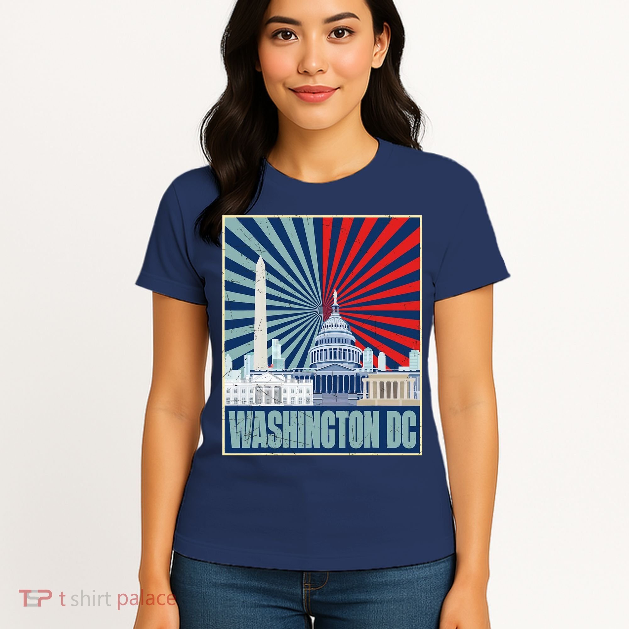 Retro Capitol Hill Washington DC American Flag Women's T-Shirt