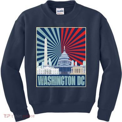 Retro Capitol Hill Washington DC American Flag Kids Sweatshirt