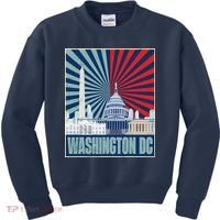 Retro Capitol Hill Washington DC American Flag Kids Sweatshirt thumb 0