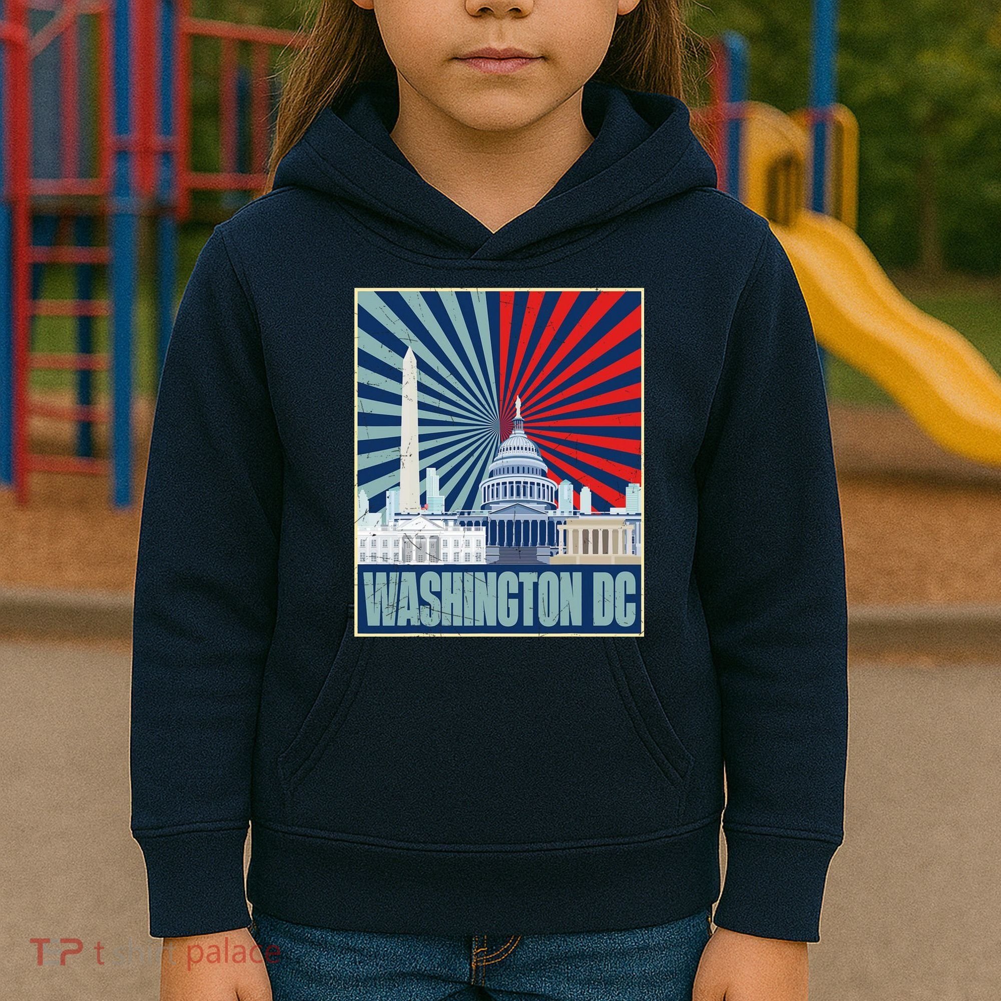Retro Capitol Hill Washington DC American Flag Kids Hoodie