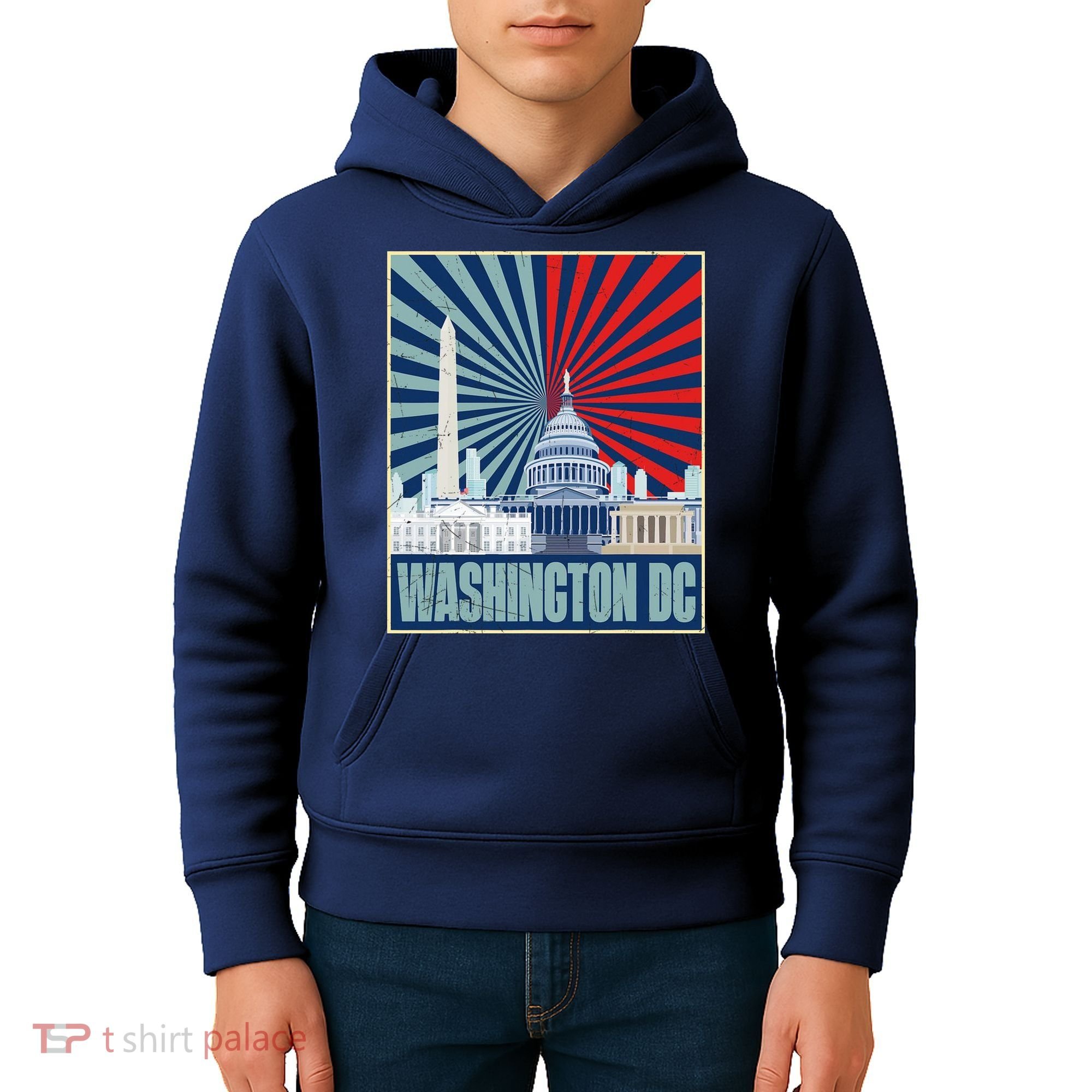 Retro Capitol Hill Washington DC American Flag Kids Hoodie
