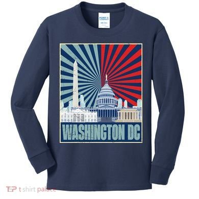 Retro Capitol Hill Washington DC American Flag Kids Long Sleeve Shirt