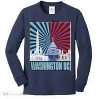 Retro Capitol Hill Washington DC American Flag Kids Long Sleeve Shirt thumb 0