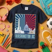 Retro Capitol Hill Washington DC American Flag Kids T-Shirt thumb 3