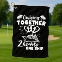 Romantic Cruising Husband Wife Couple Cruise Golf Towel thumb 1