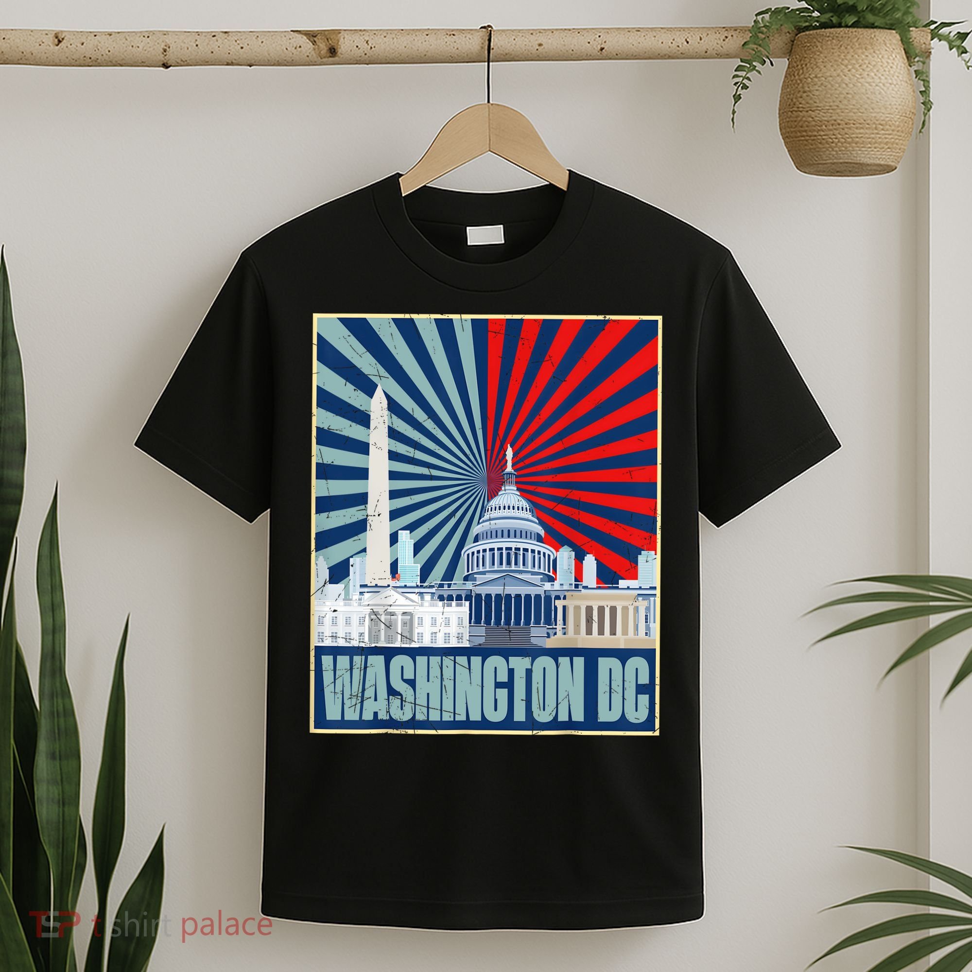 Retro Capitol Hill Washington DC American Flag 4th Of July T-Shirt