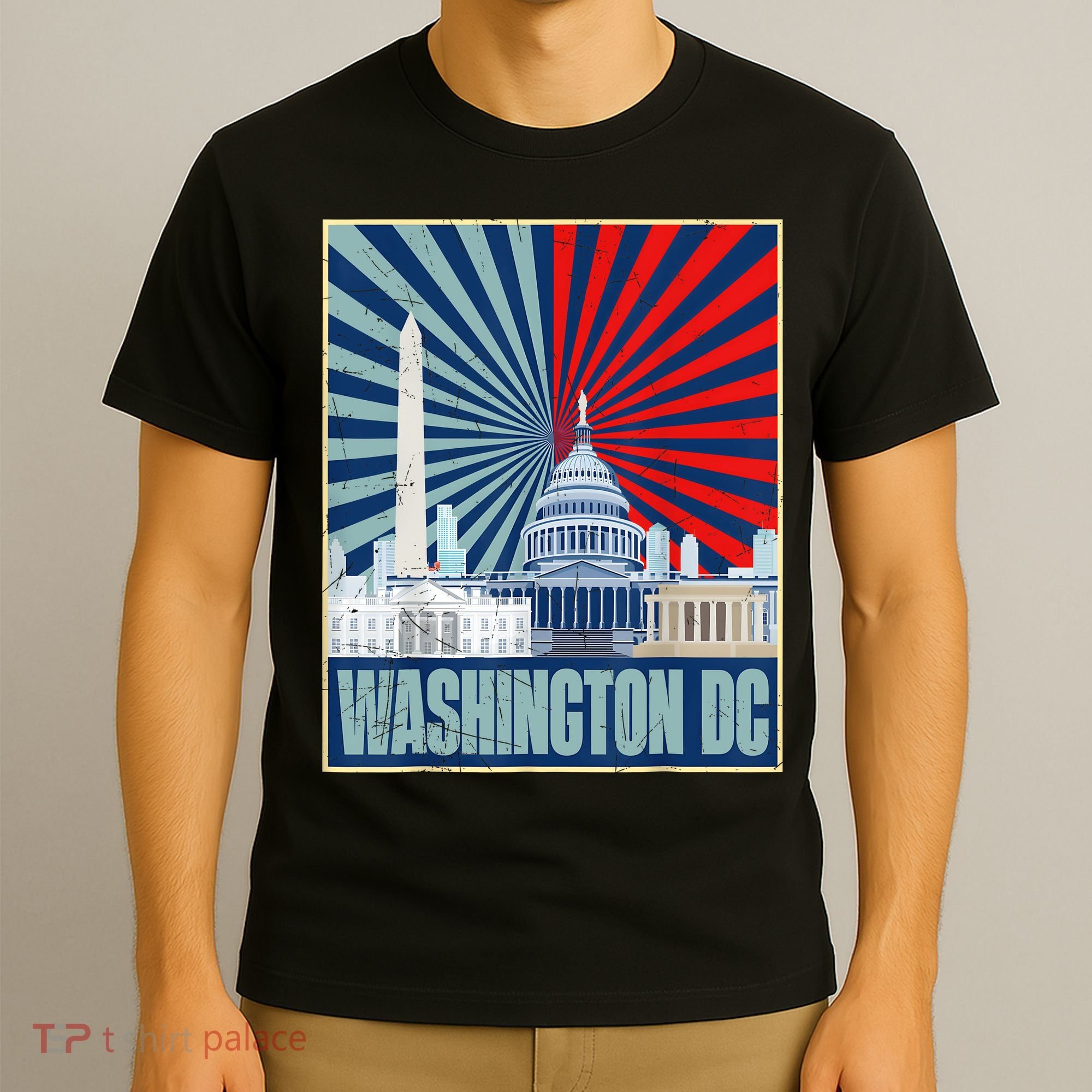 Retro Capitol Hill Washington DC American Flag 4th Of July T-Shirt