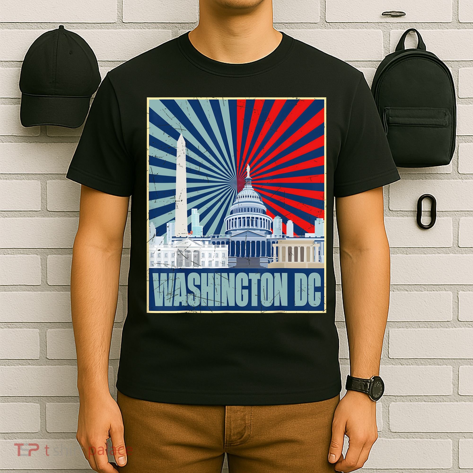 Retro Capitol Hill Washington DC American Flag 4th Of July T-Shirt