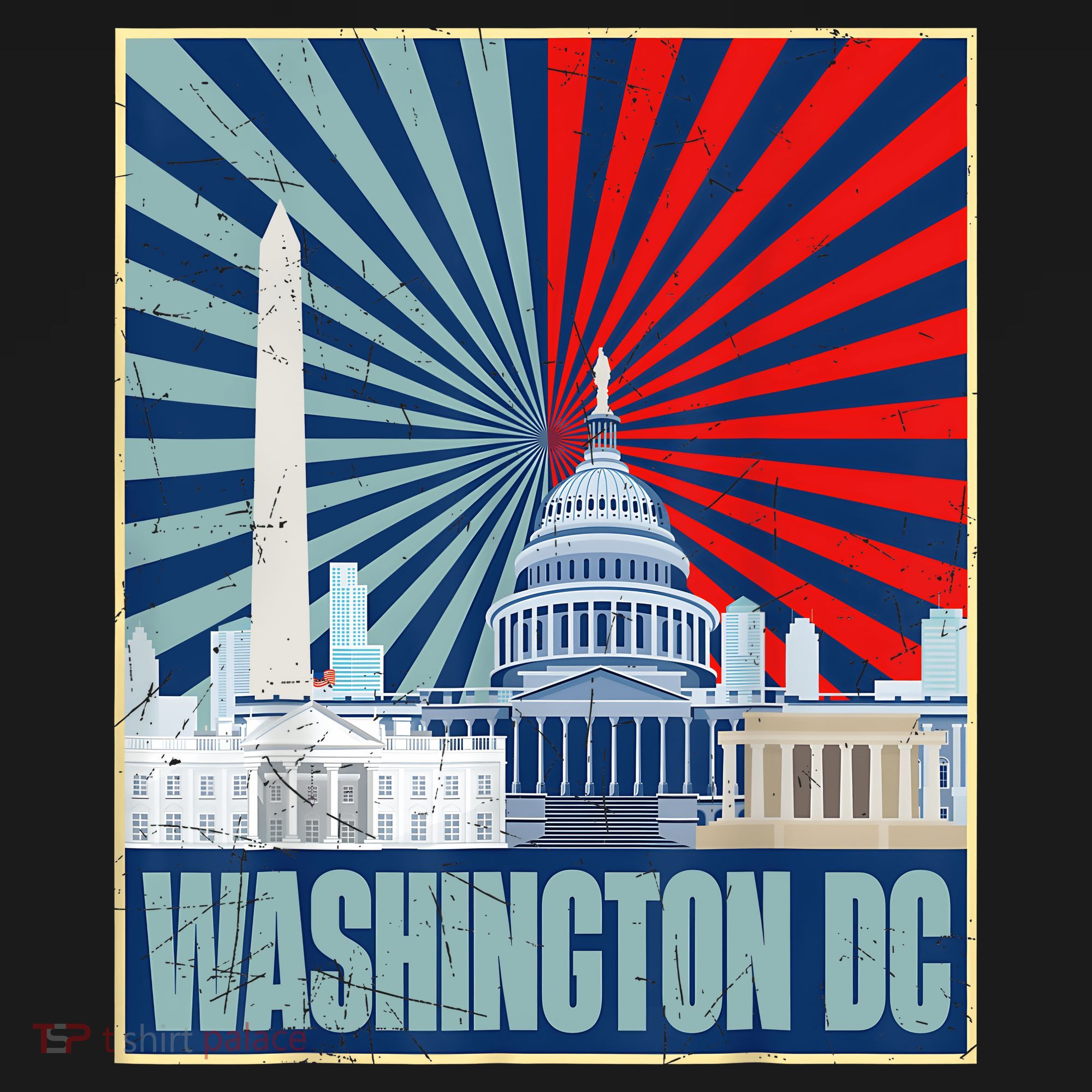 Retro Capitol Hill Washington DC American Flag 4th Of July T-Shirt