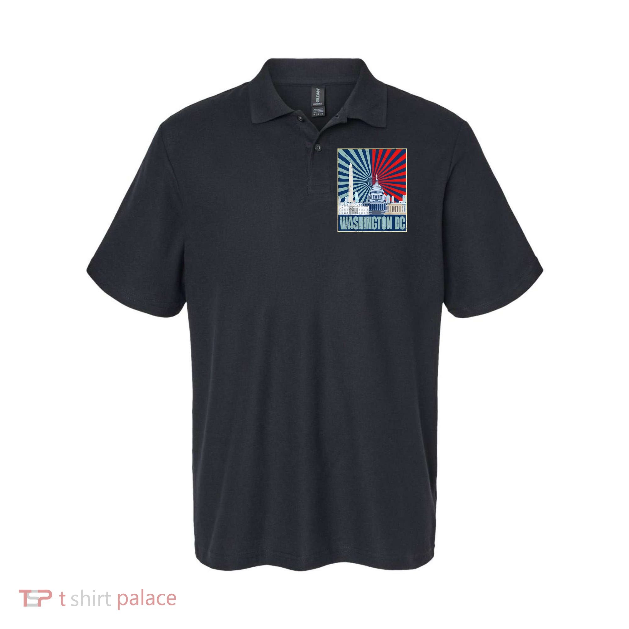 Retro Capitol Hill Washington DC American Flag 4th Of July Polo