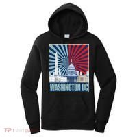 Retro Capitol Hill Washington DC American Flag 4th Of July Women's Hoodie thumb 0