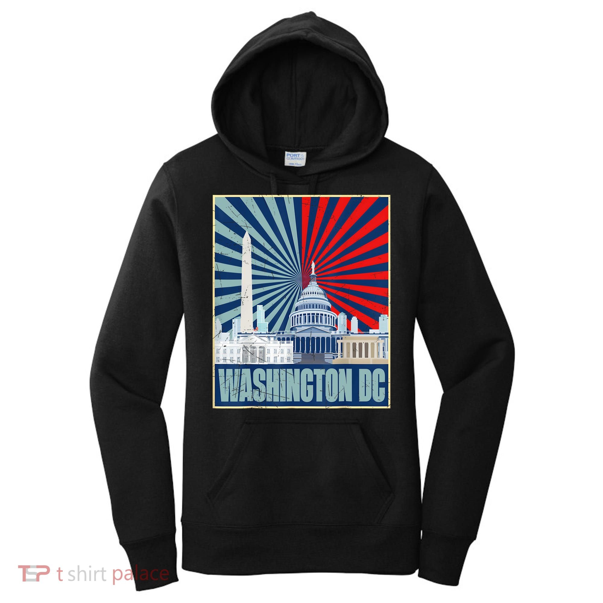 Retro Capitol Hill Washington DC American Flag 4th Of July Women's Hoodie
