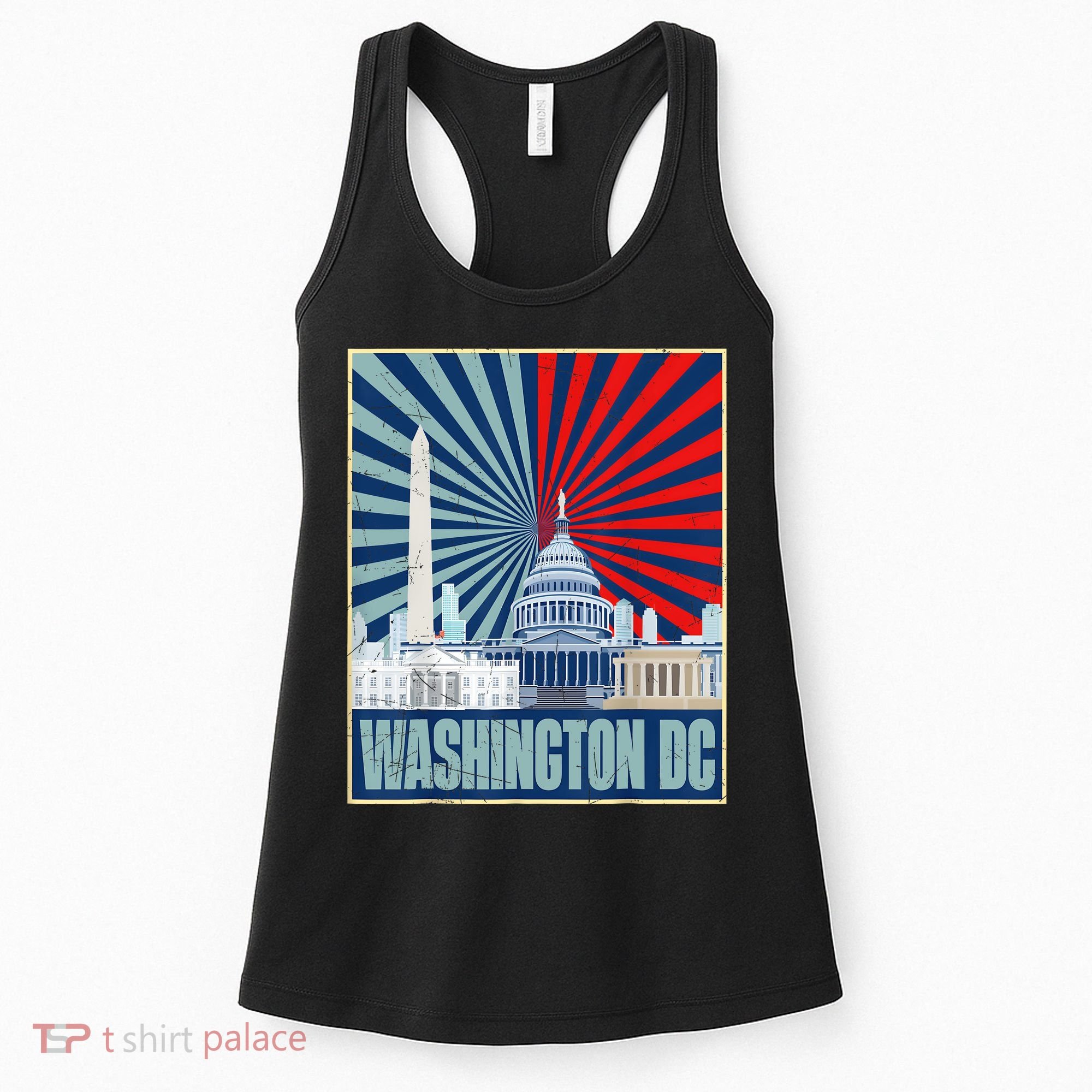 Retro Capitol Hill Washington DC American Flag 4th Of July Women's Tank Top