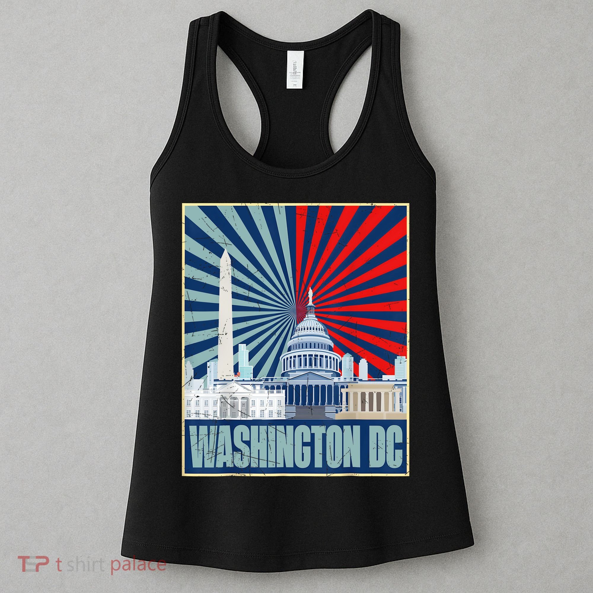 Retro Capitol Hill Washington DC American Flag 4th Of July Women's Tank Top