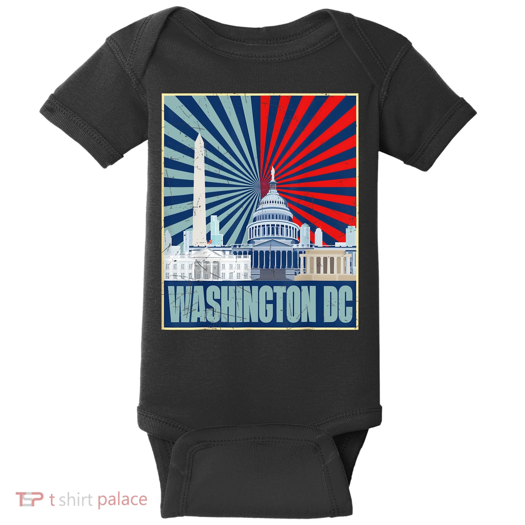 Retro Capitol Hill Washington DC American Flag 4th Of July Baby Bodysuit