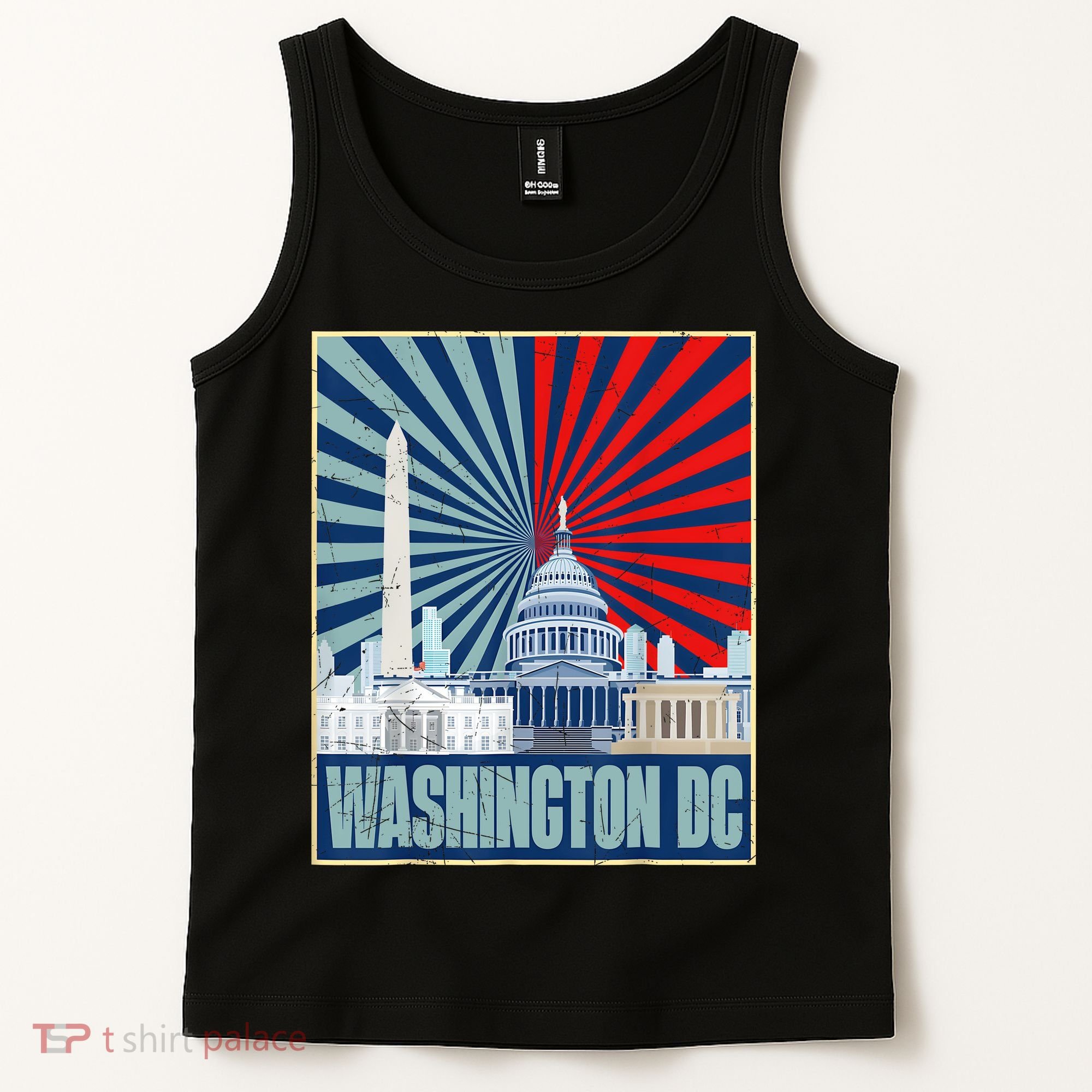 Retro Capitol Hill Washington DC American Flag 4th Of July Tank Top
