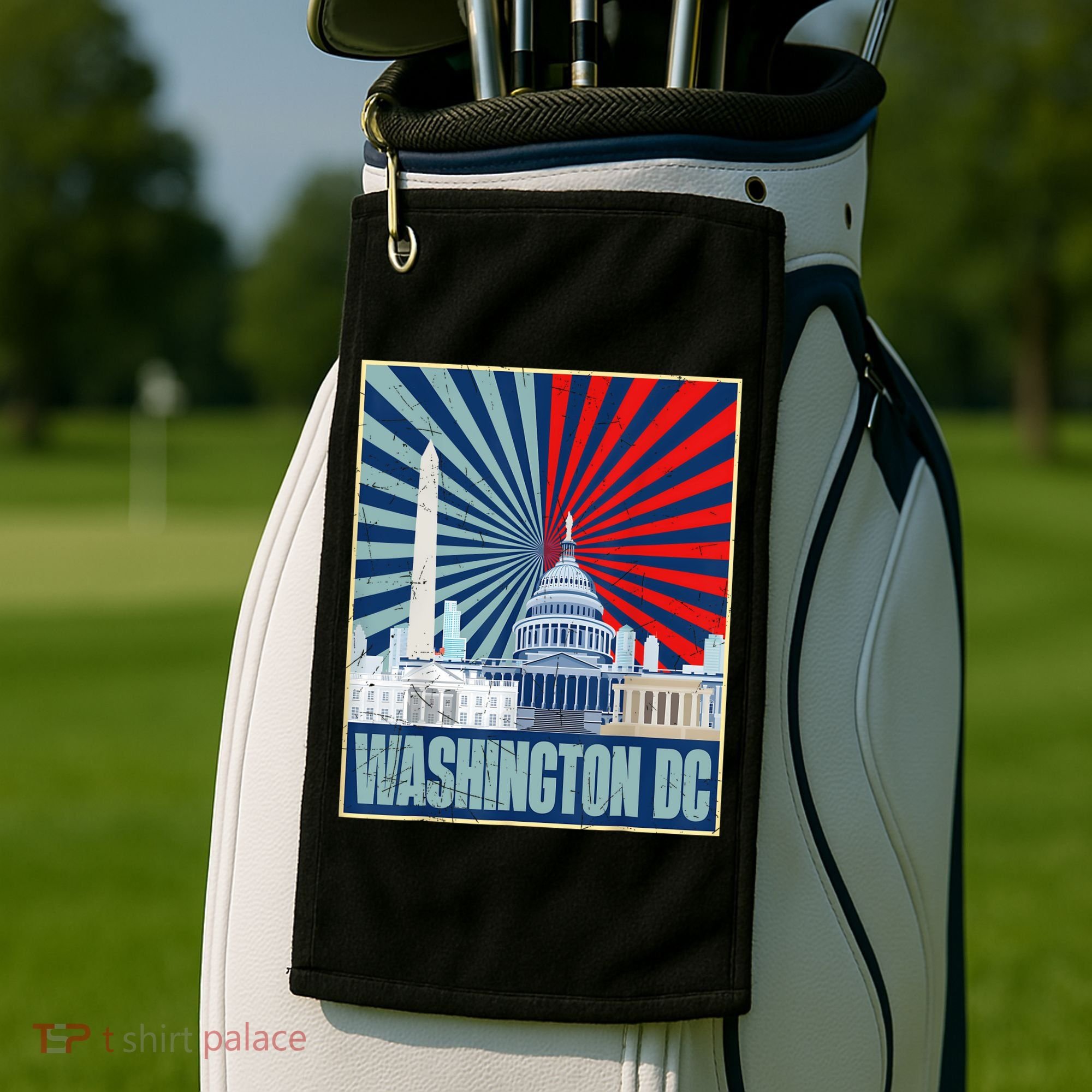 Retro Capitol Hill Washington DC American Flag 4th Of July Golf Towel