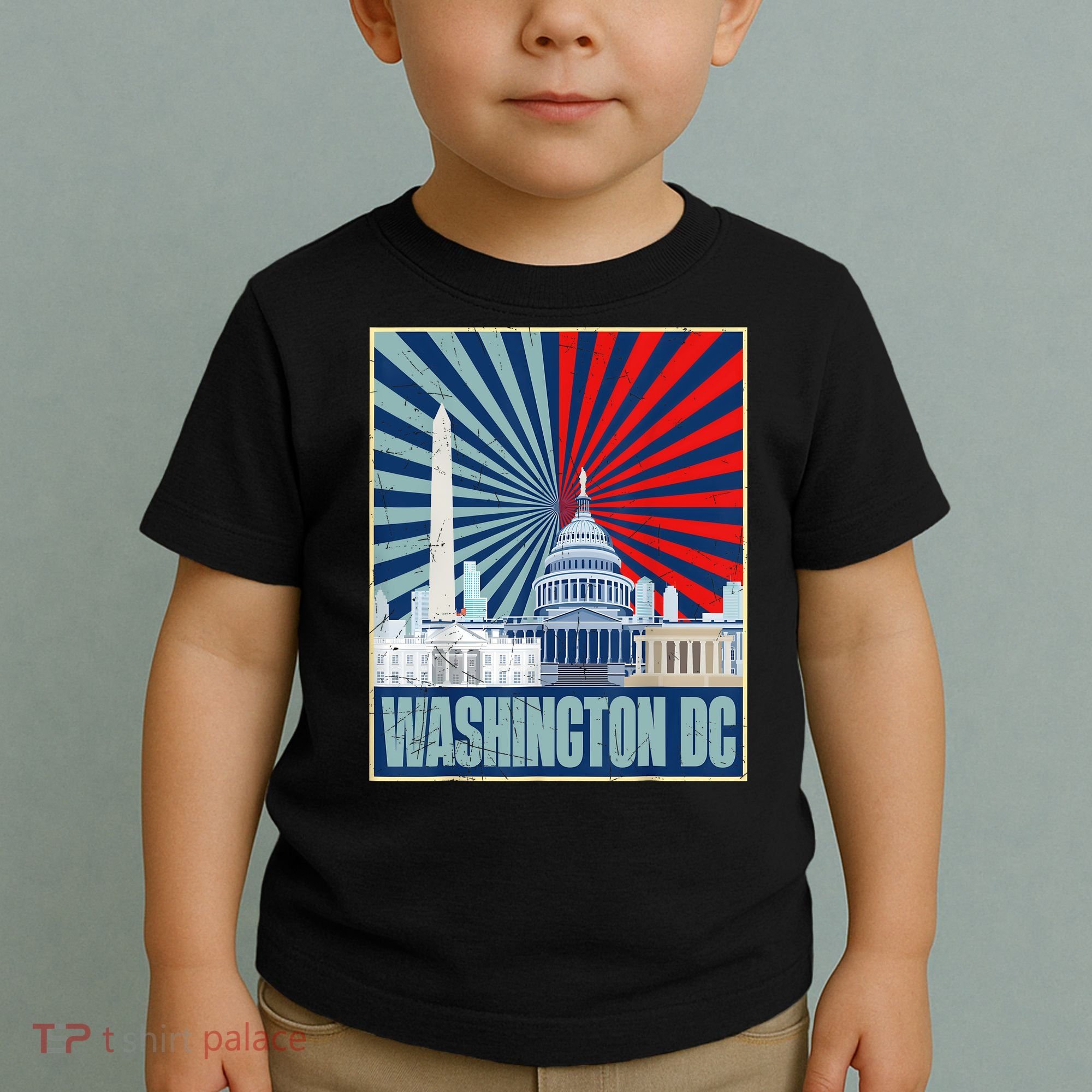 Retro Capitol Hill Washington DC American Flag 4th Of July Toddler T-Shirt