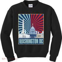 Retro Capitol Hill Washington DC American Flag 4th Of July Kids Sweatshirt thumb 0