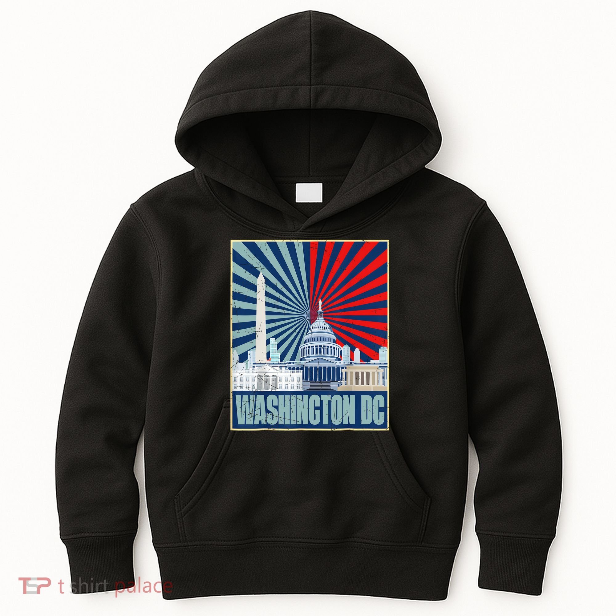 Retro Capitol Hill Washington DC American Flag 4th Of July Kids Hoodie