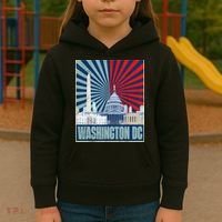 Retro Capitol Hill Washington DC American Flag 4th Of July Kids Hoodie thumb 3